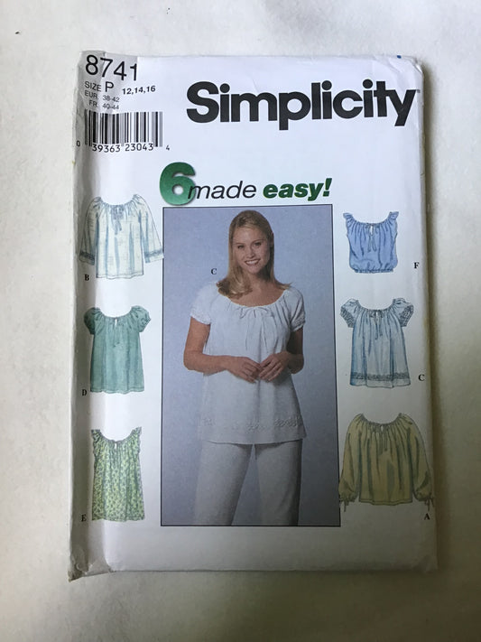 Pattern Simplicity 8741 6 Made Easy Women's Tops Size 6-22