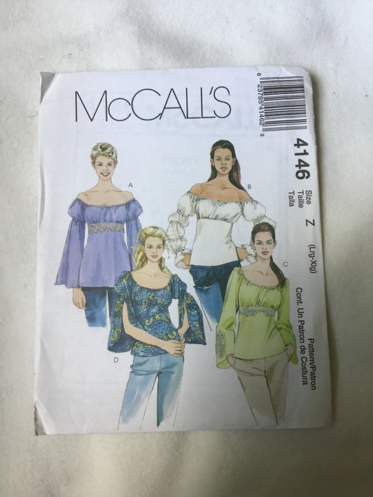 Pattern McCall's 4146 Women's Petite Tops 4-22
