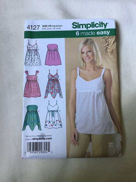 Pattern Simplicity 4127 6 Made Easy Women's Tops Size 6-20