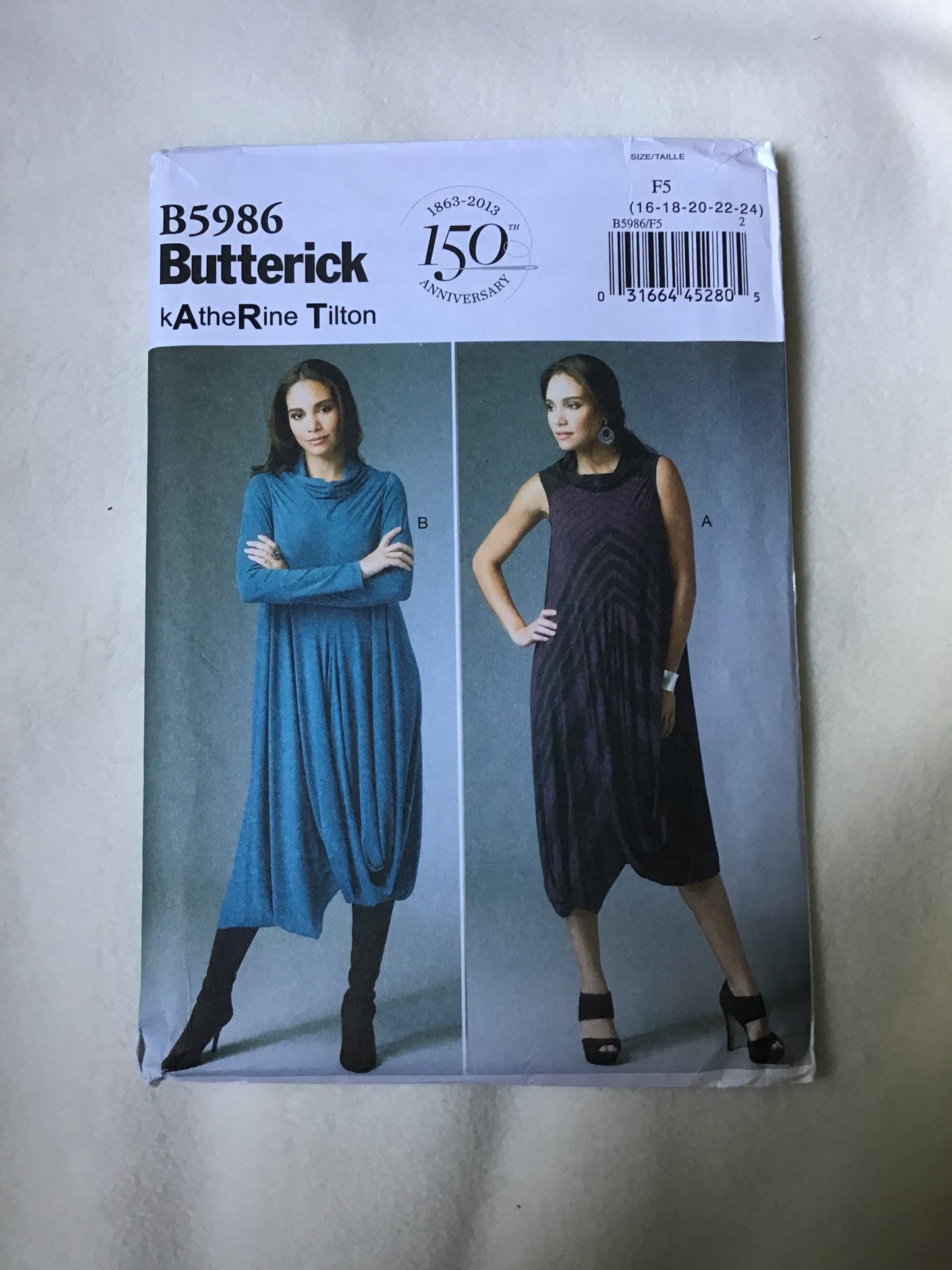 Pattern Butterick B5986 Katherine Tilton Women's Dress Size 16-24