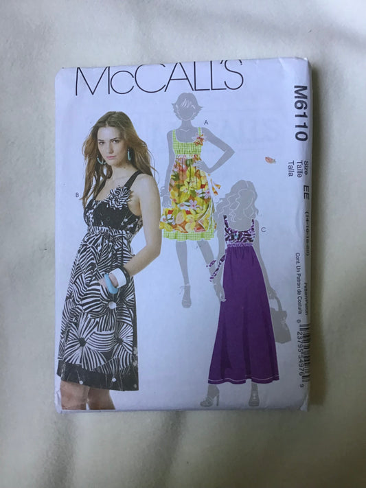 Pattern McCall's M6110 Women's Dresses in Two Lengths Size 14-20