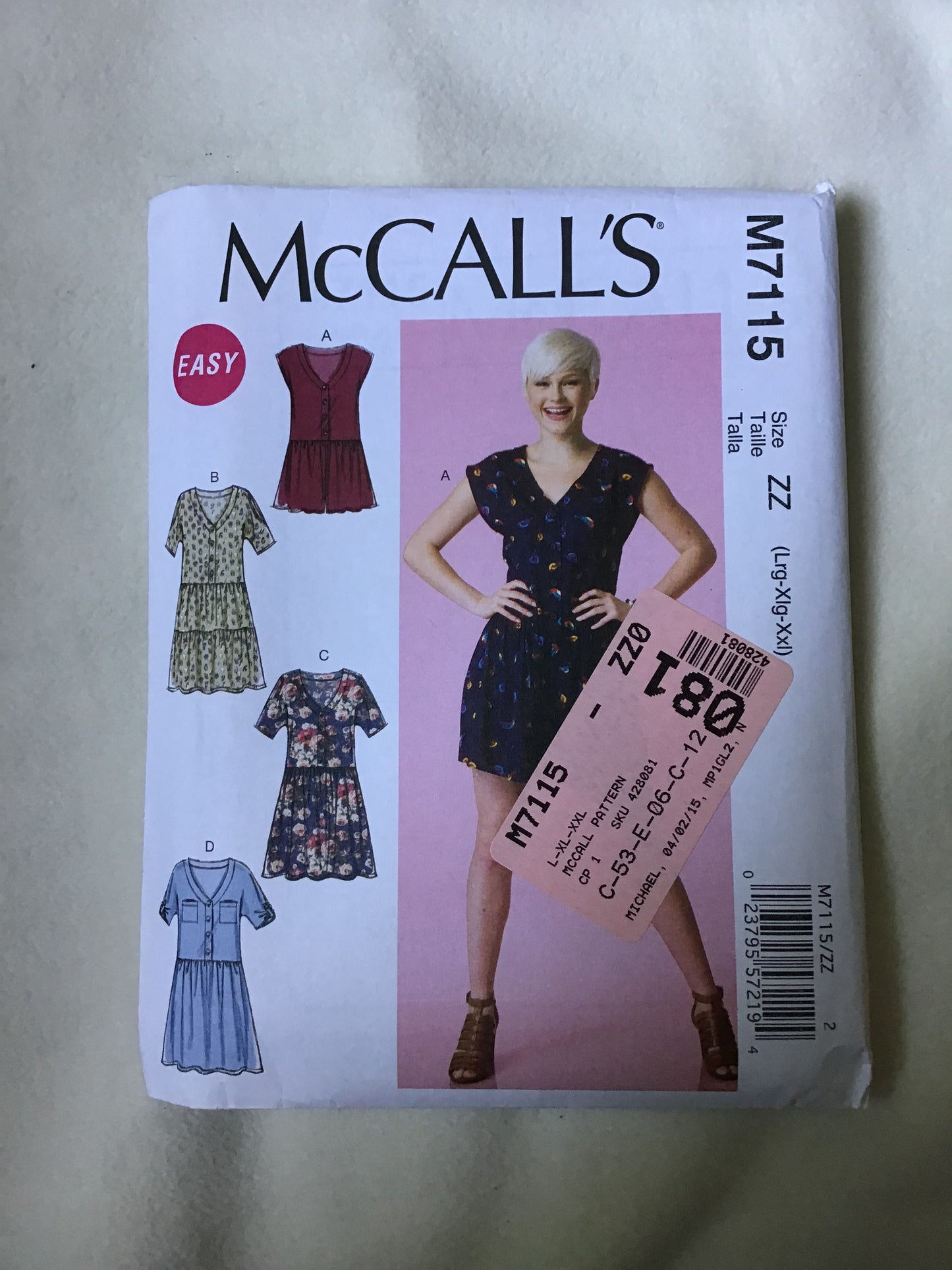 Pattern McCall's M7115 Women's Romper and Dresses Size L-XXL