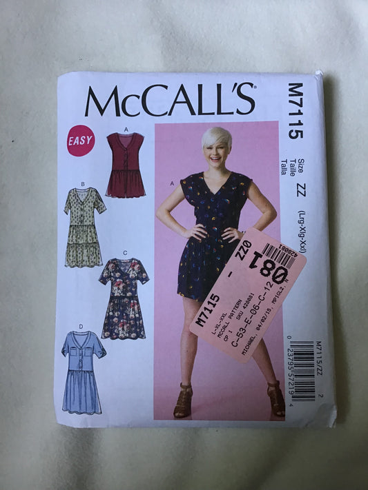 Pattern McCall's M7115 Women's Romper and Dresses Size L-XXL