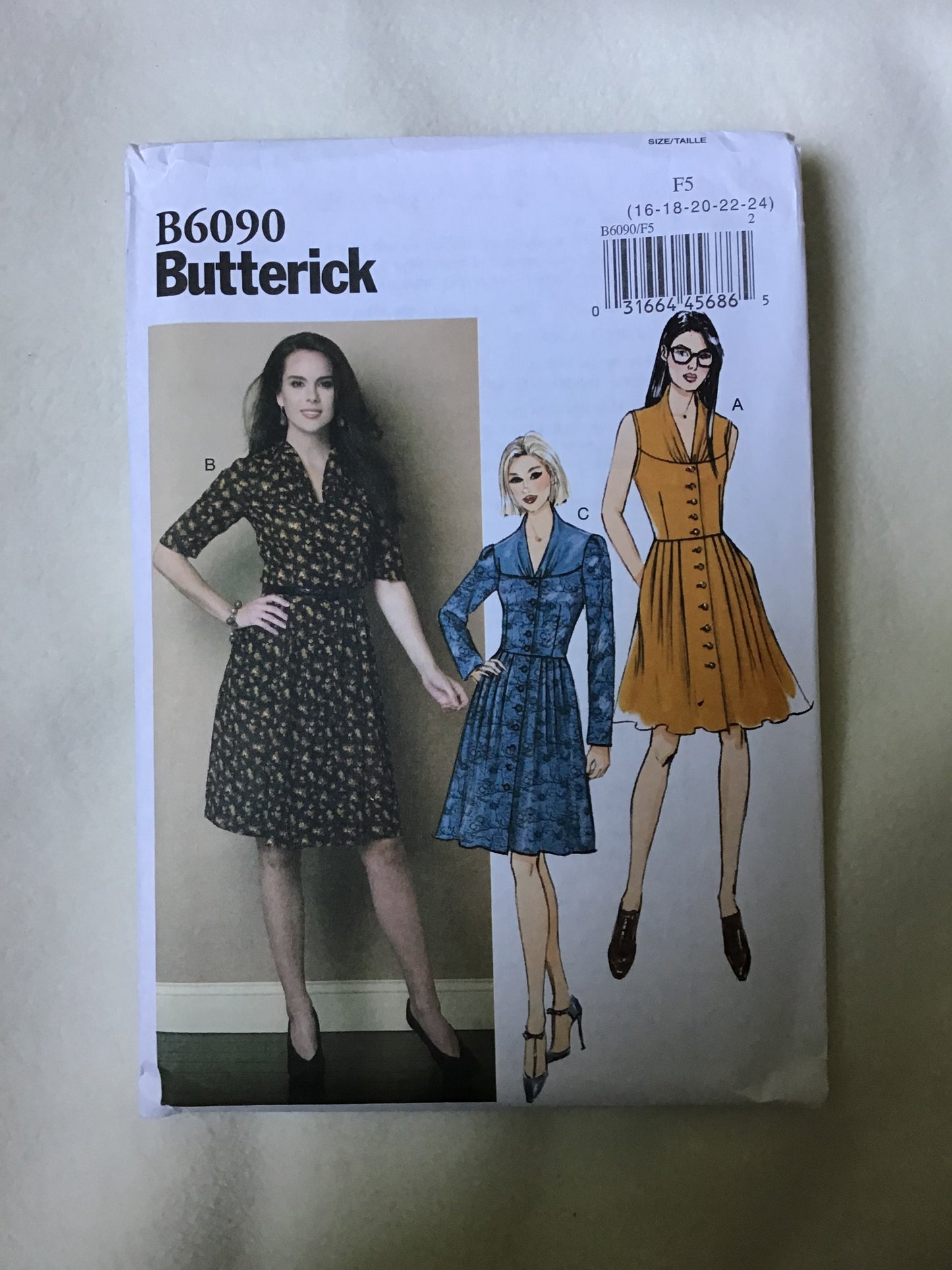 Pattern Butterick B6090 Women's Dress Size 16-24