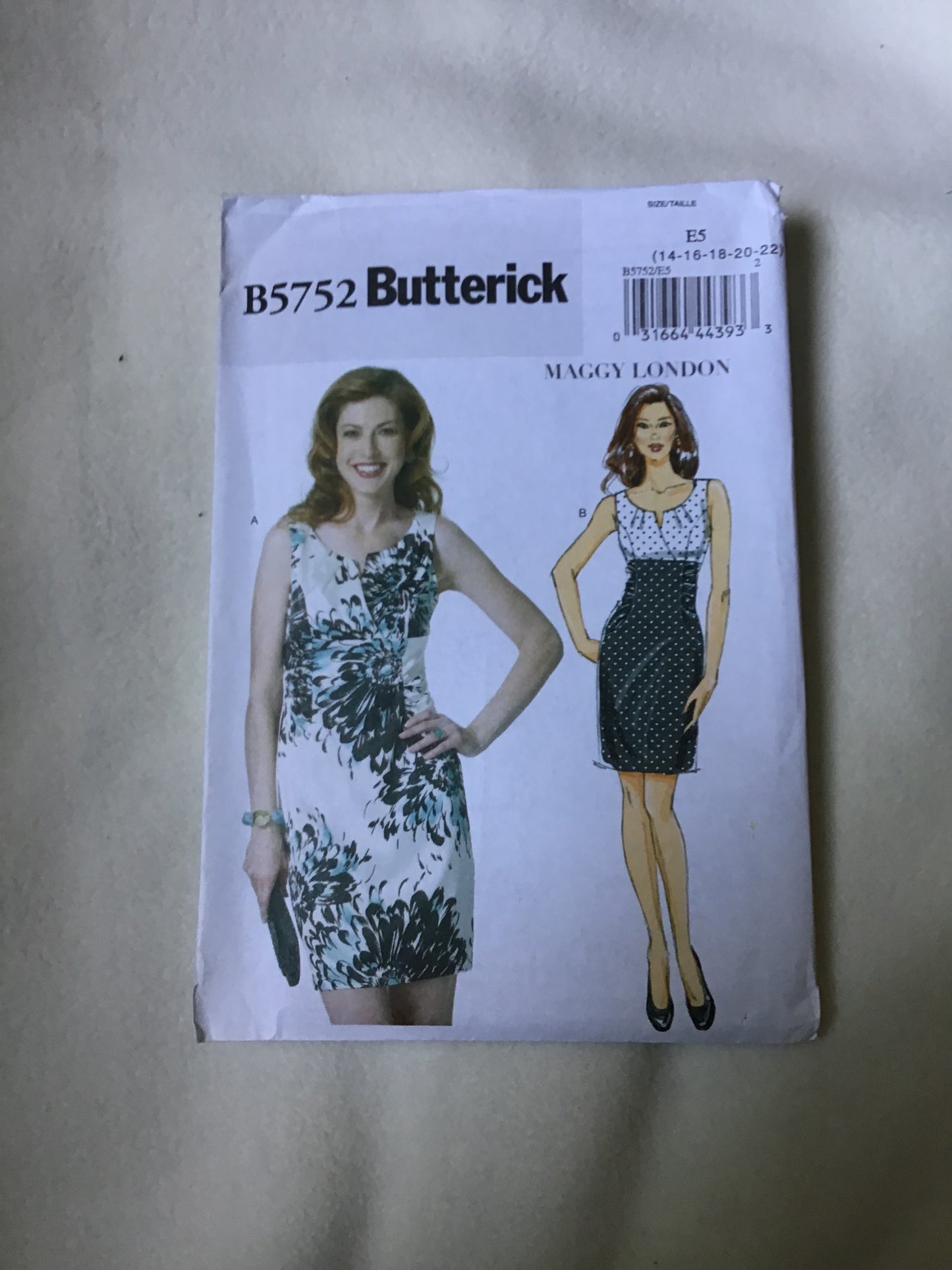 Pattern Butterick B5752 Maggy London Women's Dress Size 14-22