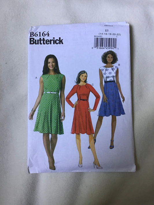 Pattern Butterick B6164 Women's Dress Size 14-22