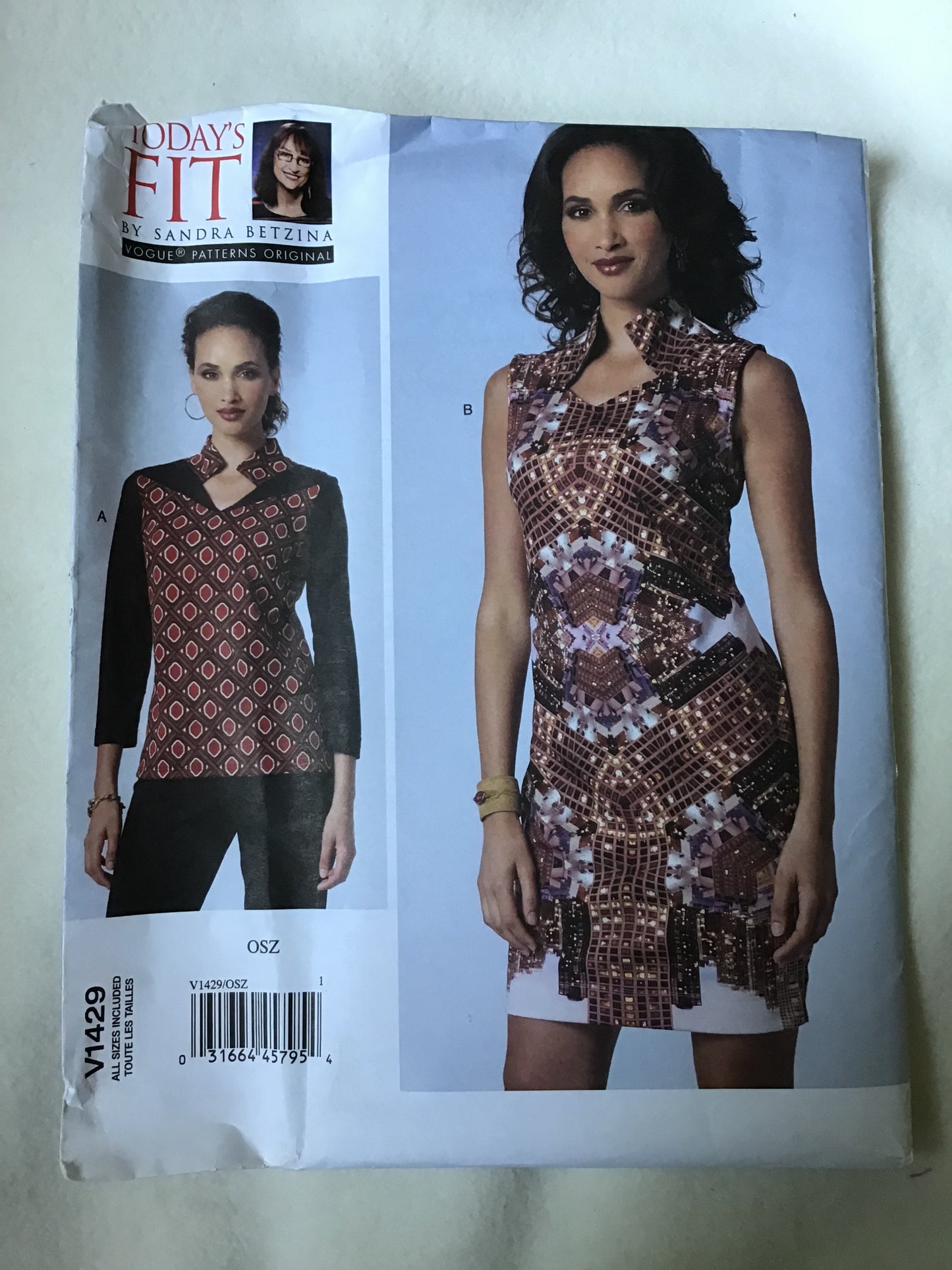 Pattern Vogue V1429 Todays Fit by Sandra Betzina Women's Top and Dress