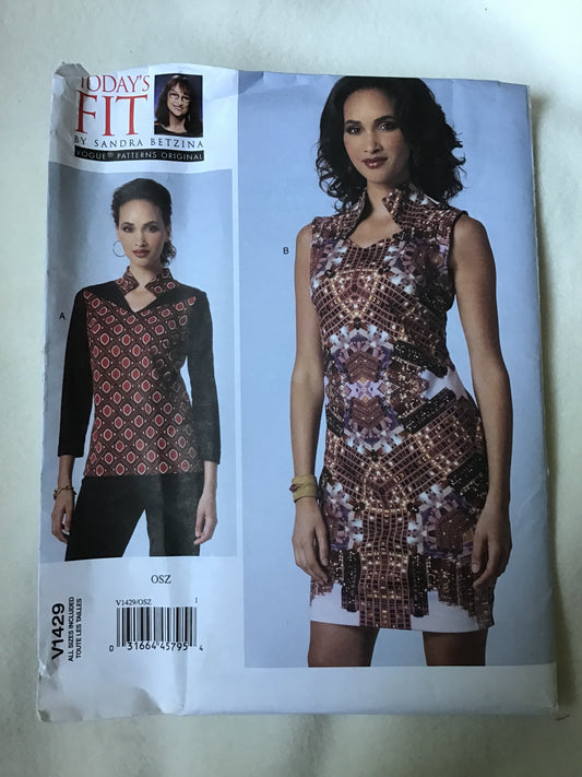 Pattern Vogue V1429 Todays Fit by Sandra Betzina Women's Top and Dress