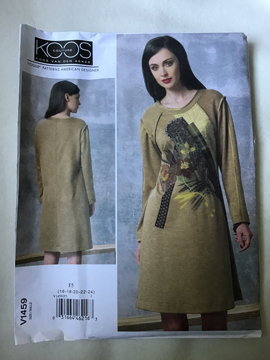 Pattern Vogue V1459 Koos Van Den Akker Women's Dress Size 16-24