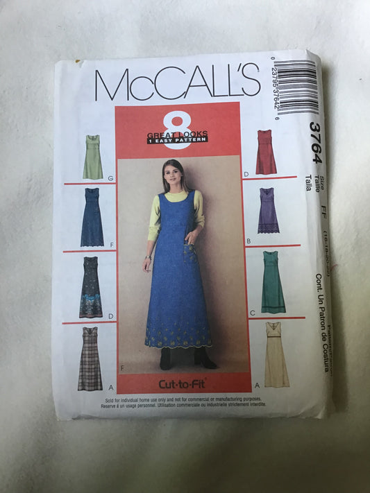 Pattern McCall's 3764 Women's Petite Dress or Jumper in Two Lengths Size 16-22