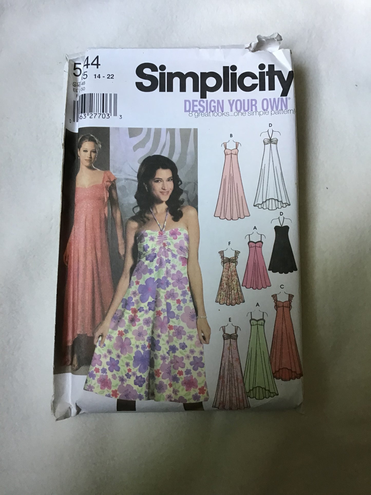 Pattern Simplicity 5044 Women's Design Your Own Evening Dress in Two Lengths Size 14-22