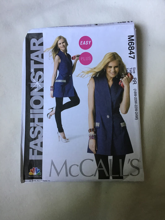 Pattern McCall's M6847 Fashion Star Women's Vest Size 18-24W