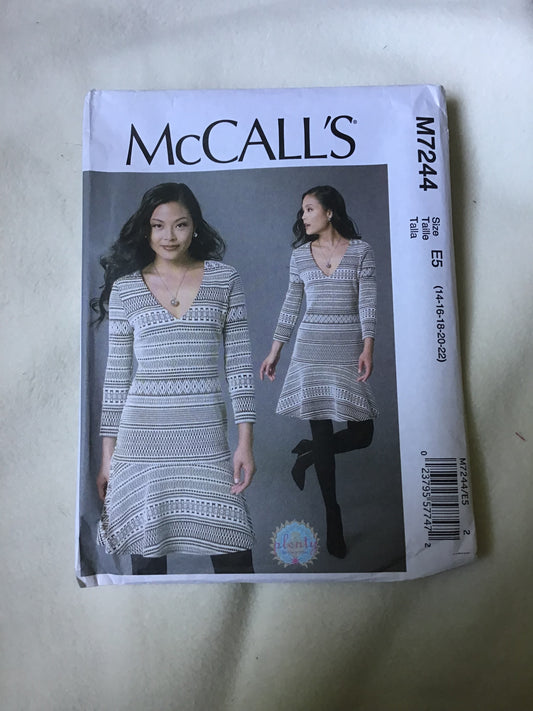 Pattern McCall's M7244 Women's Dress Size 14-22