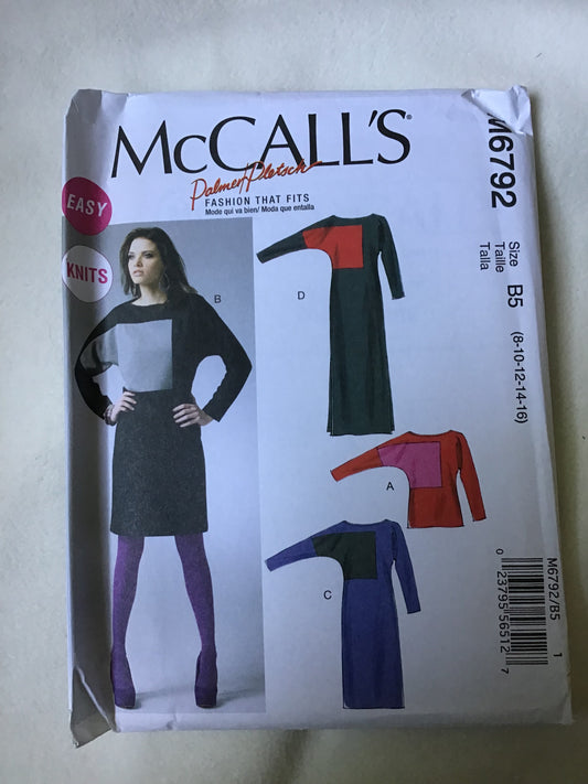 Pattern McCall's M6792 Women's Top and Dresses Size 8-16