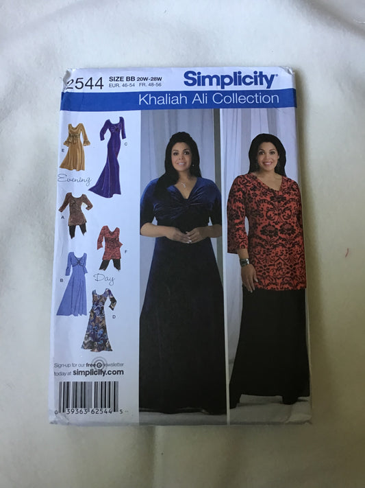 Pattern Simplicity 2544 Khaliah Ali Collection Women's Knit Dress Size 20-28W