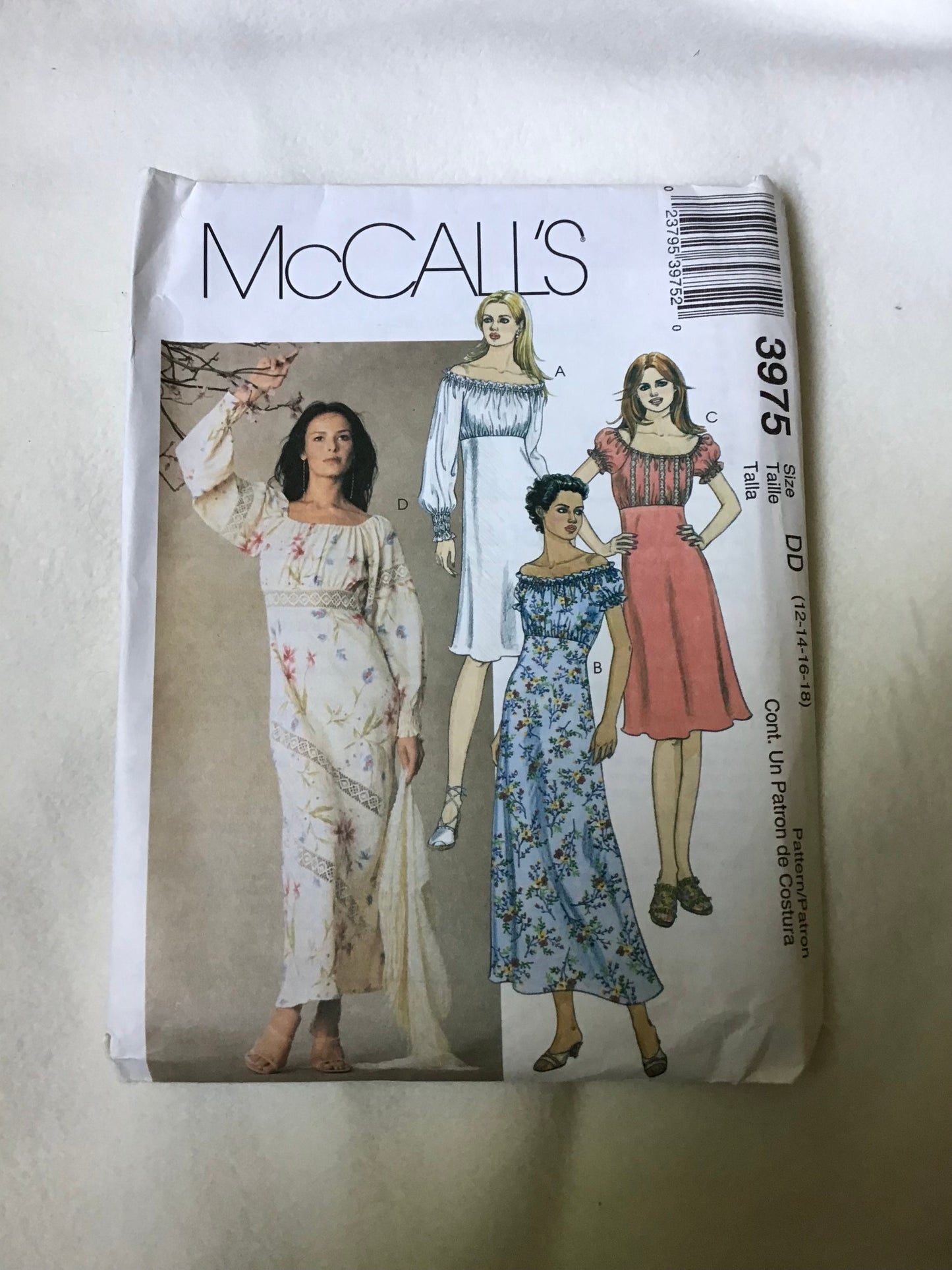 Pattern McCall's 3975 Women's Dresses Size 12-18