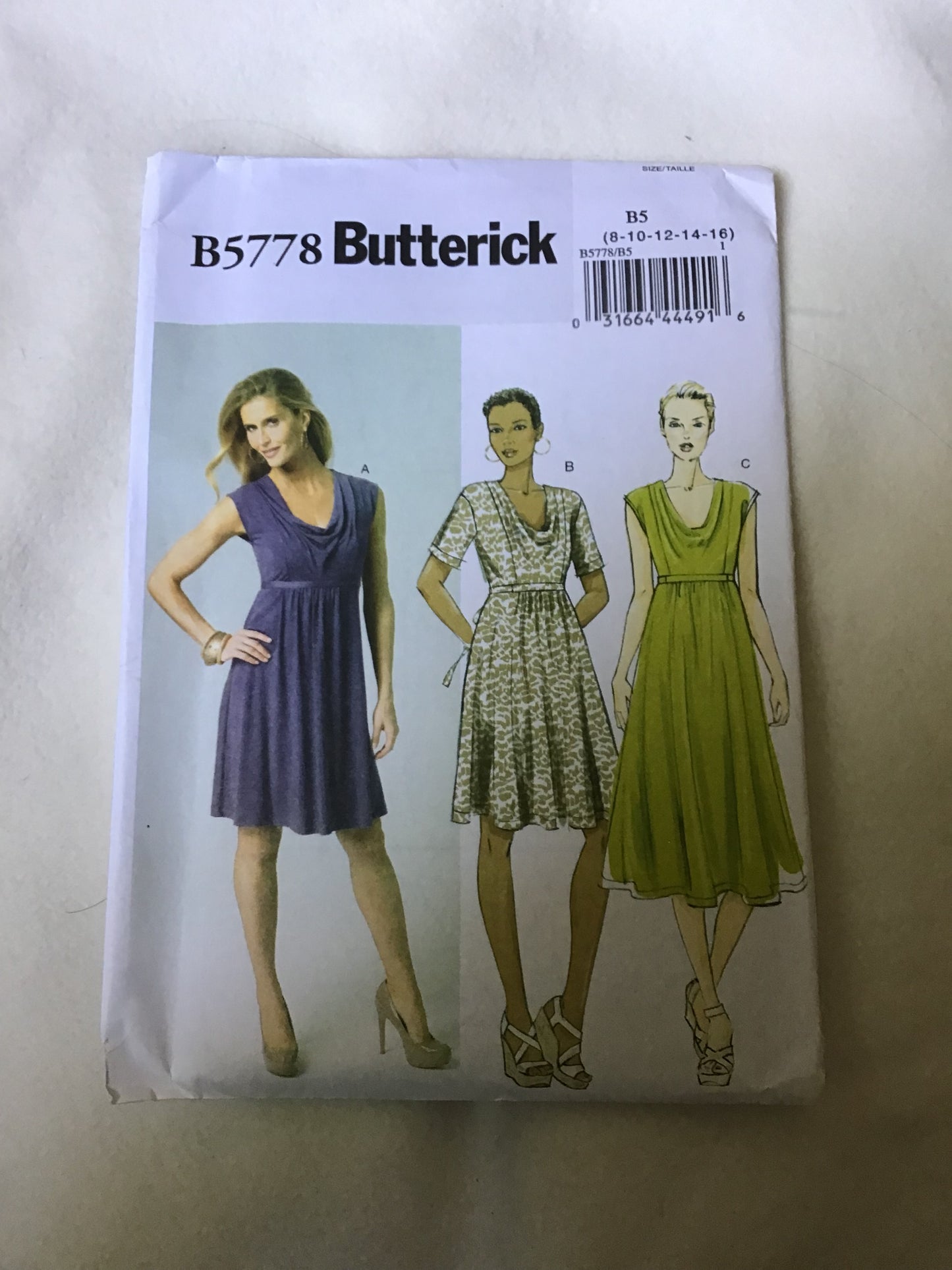 Pattern Butterick B5778 Women's Dress Size 8-16