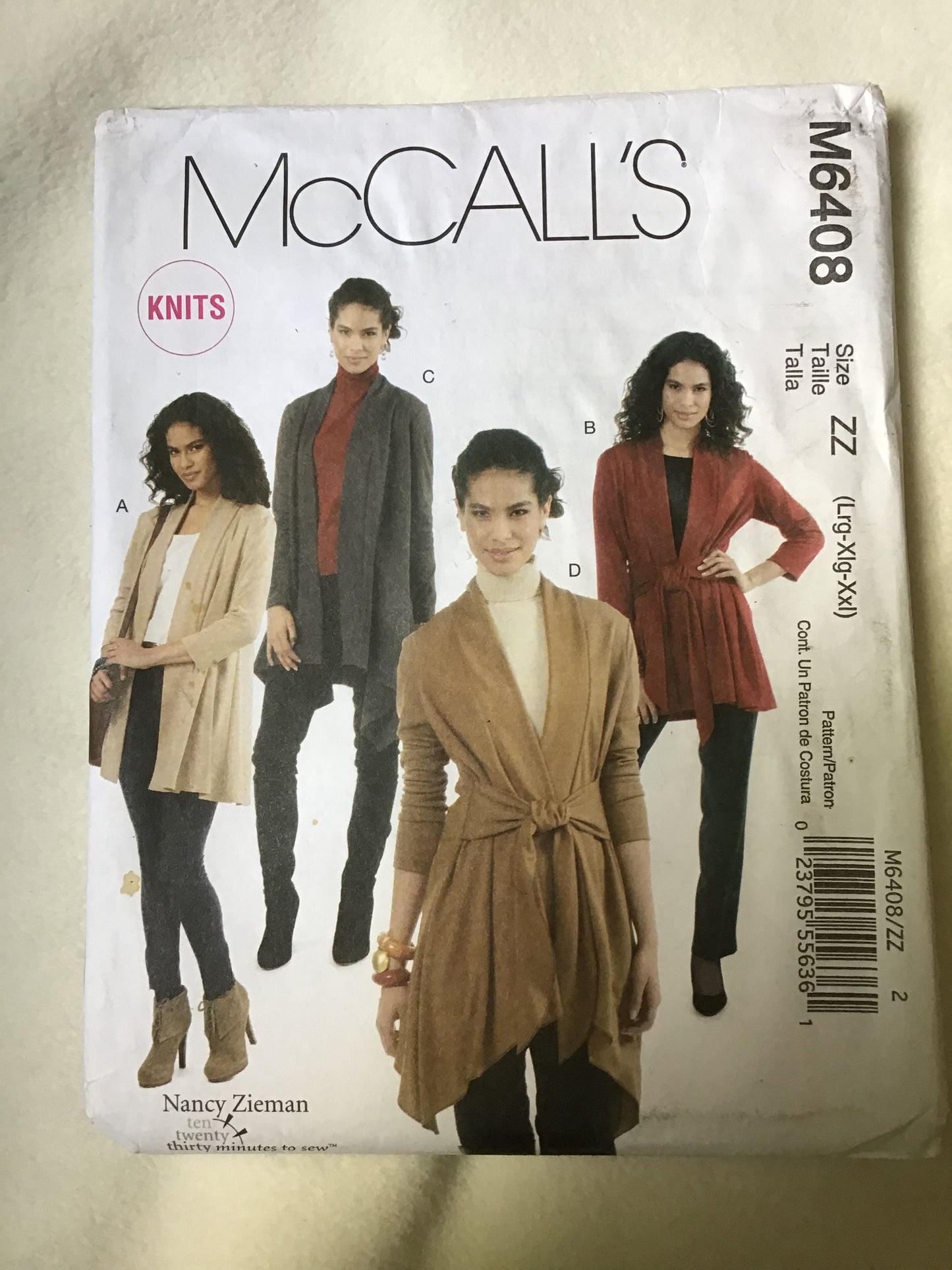 Pattern McCall's M6408 Women's Knit Jacket Size L-XXL