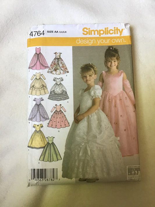 Pattern Simplicity 4764 Bridal Girl's Dresses Size 3-6