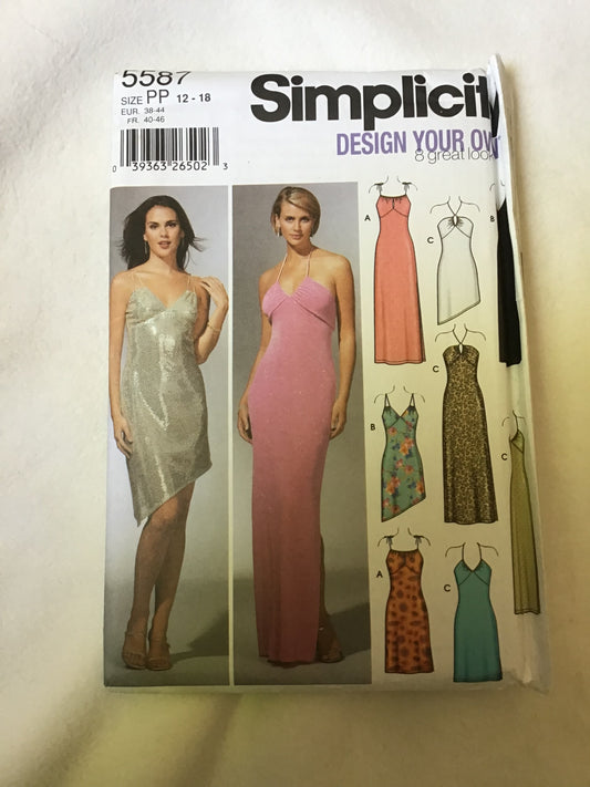 Pattern Simplicity 5587 Misses' Knit Evening Dresses Size 12-18