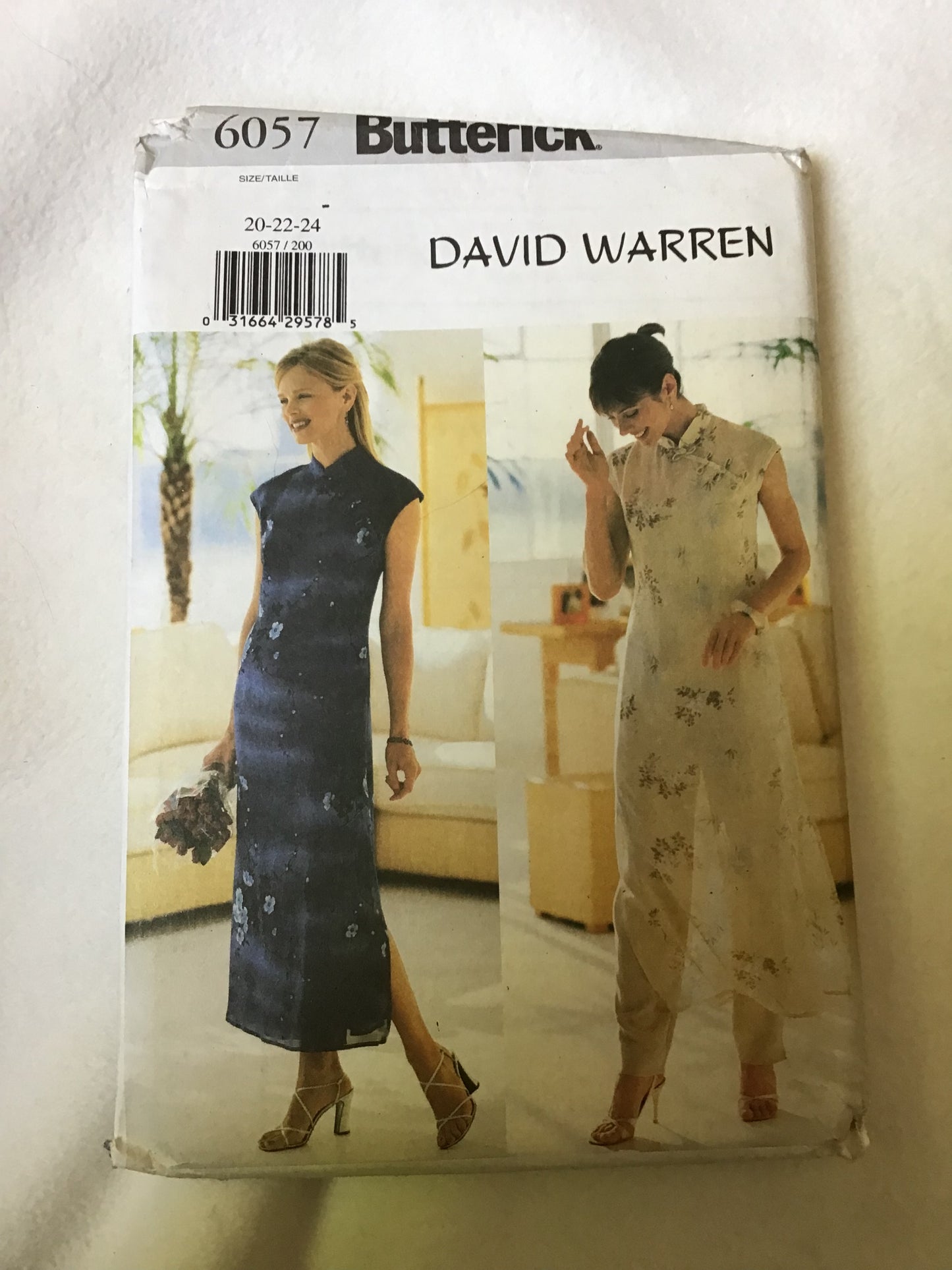 Pattern Butterick 6057 David Warren Women's Dress Size 20-24