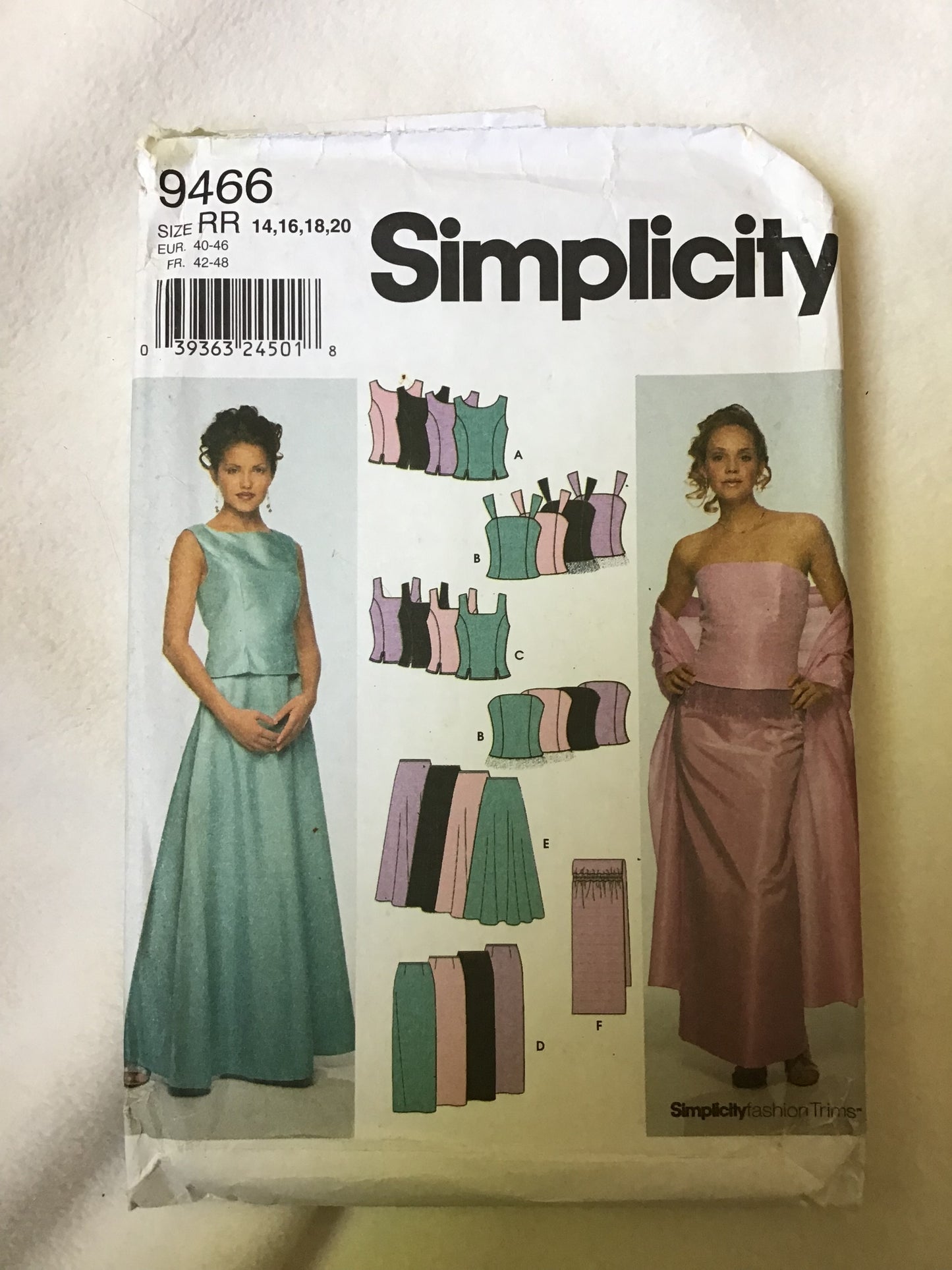 Pattern Simplicity 5246 Misses' Evening Tops, Skirts & Wrap Size 14-20