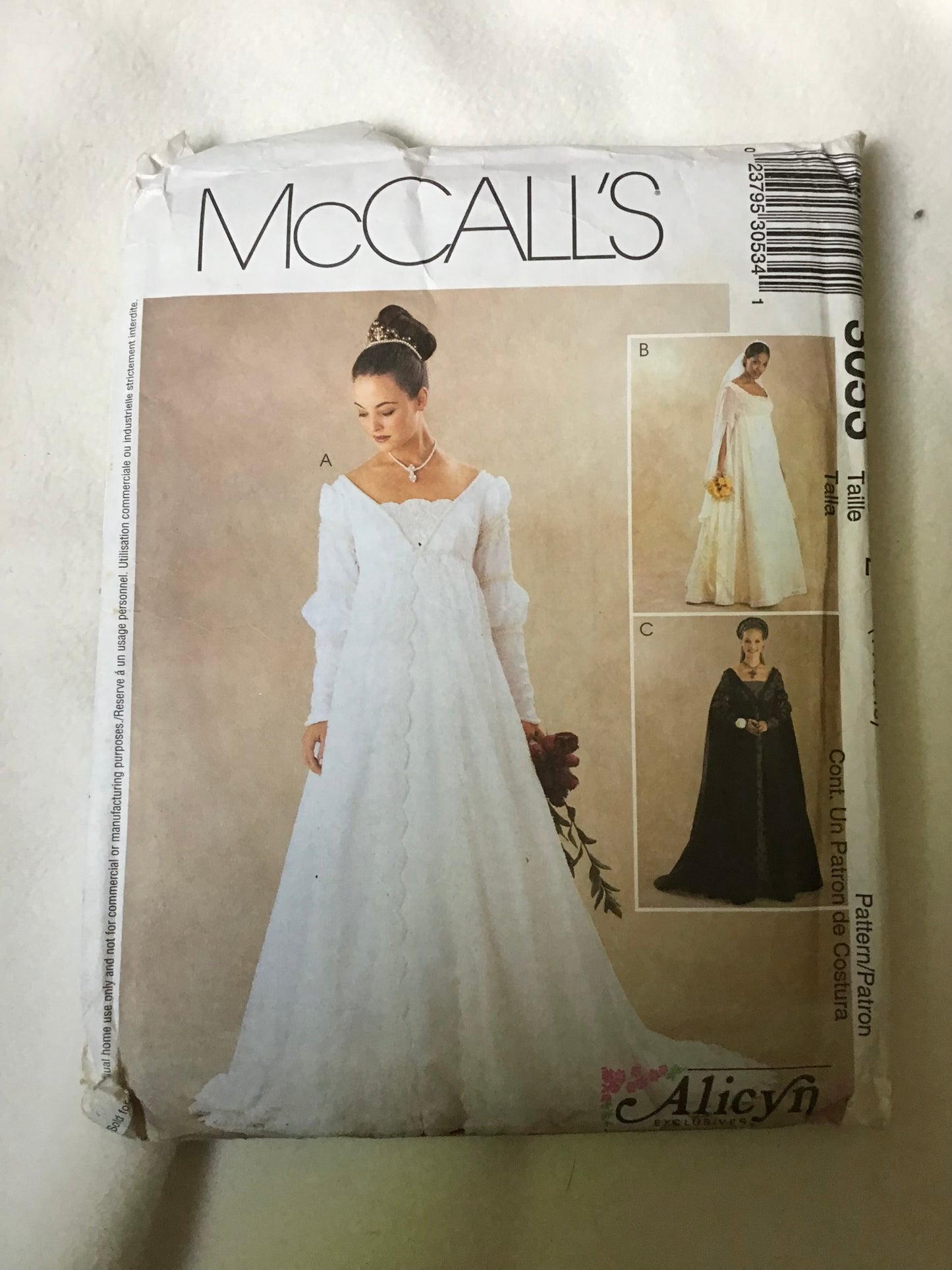 Pattern McCall's 3053 Bridal Gown and Bridesmaids Dress Size 14-18