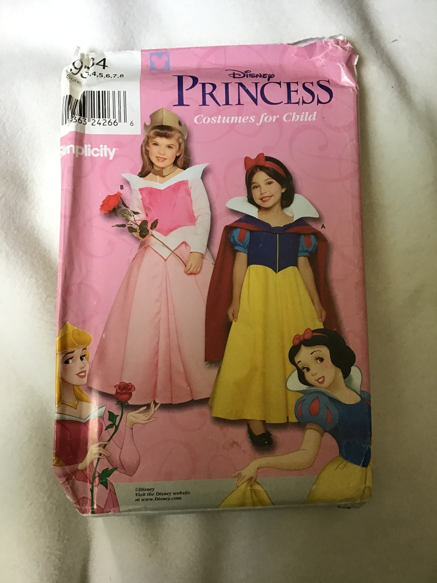 Pattern Simplicity 9902 Disney Princess Snow White & Sleeping Beauty Costumes Girls Size 3-8 OOP Rare