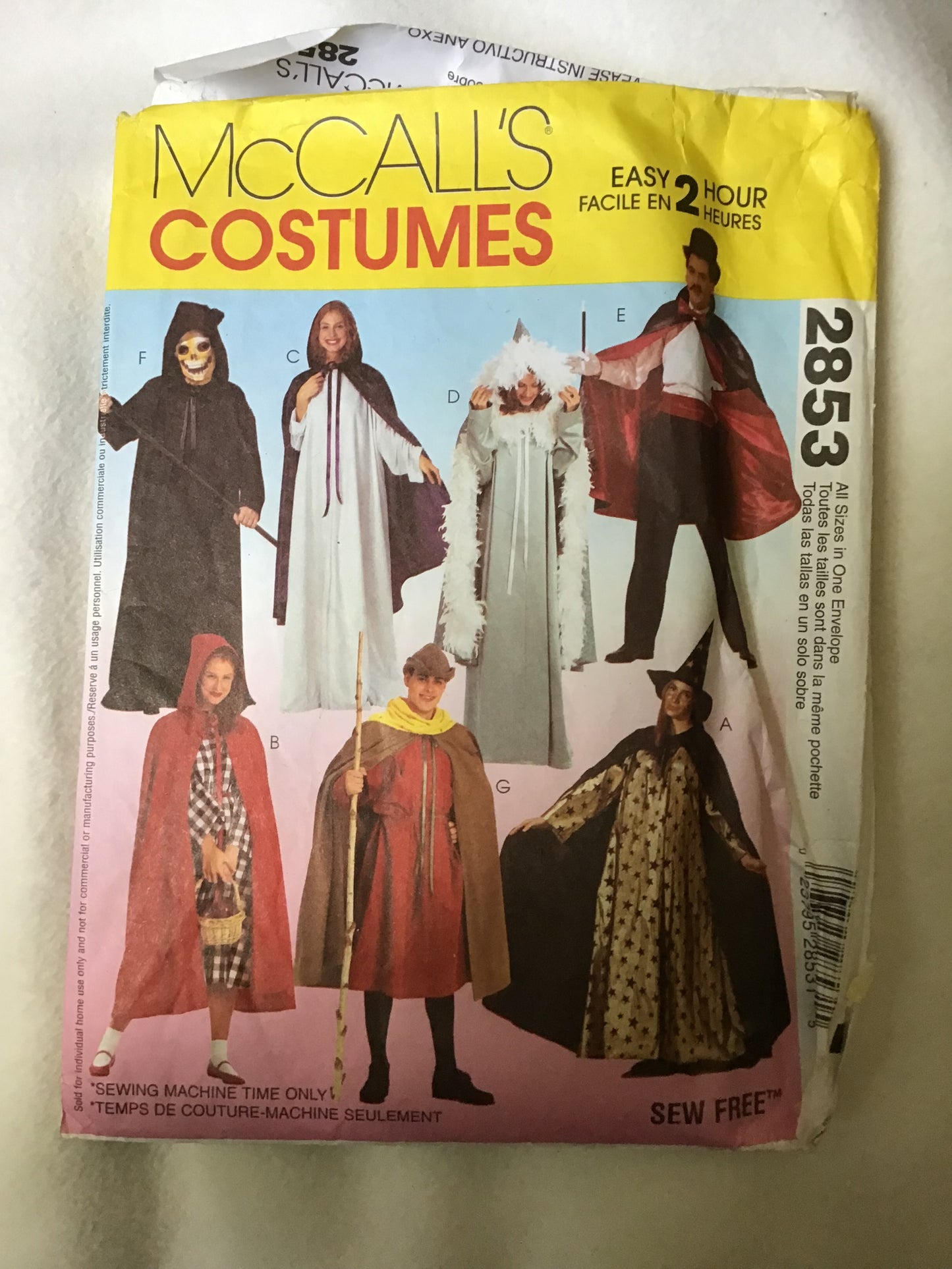 Pattern McCall's 2853 Cape & Tunic Costumes Sizes S-XL