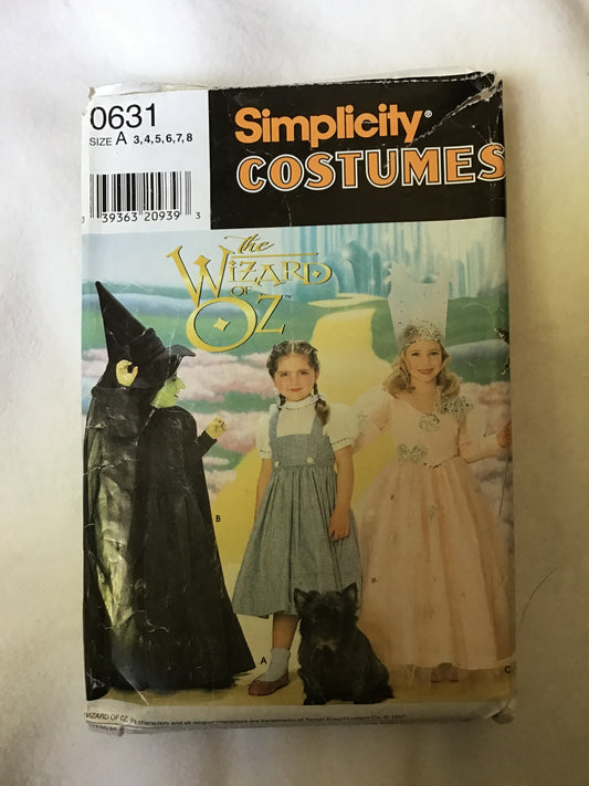 Pattern Simplicity 0631 The Wizard of Oz Girls' Costumes Size 3-8