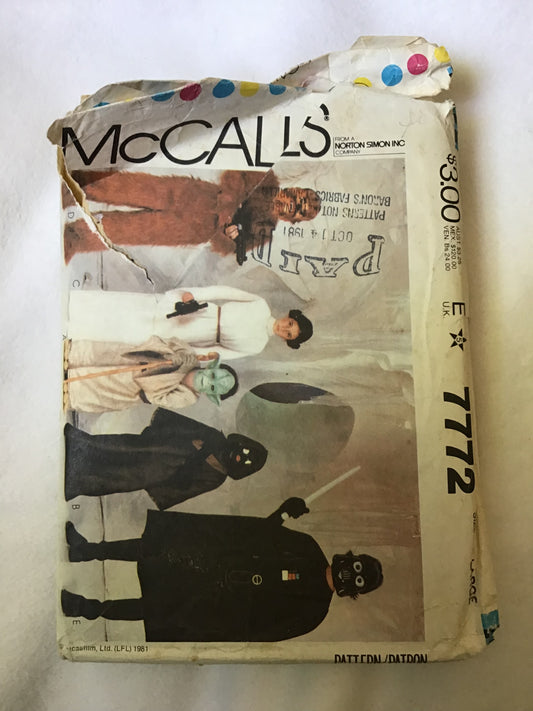 Pattern McCall's 7772 Children's Star Wars Costumes Large