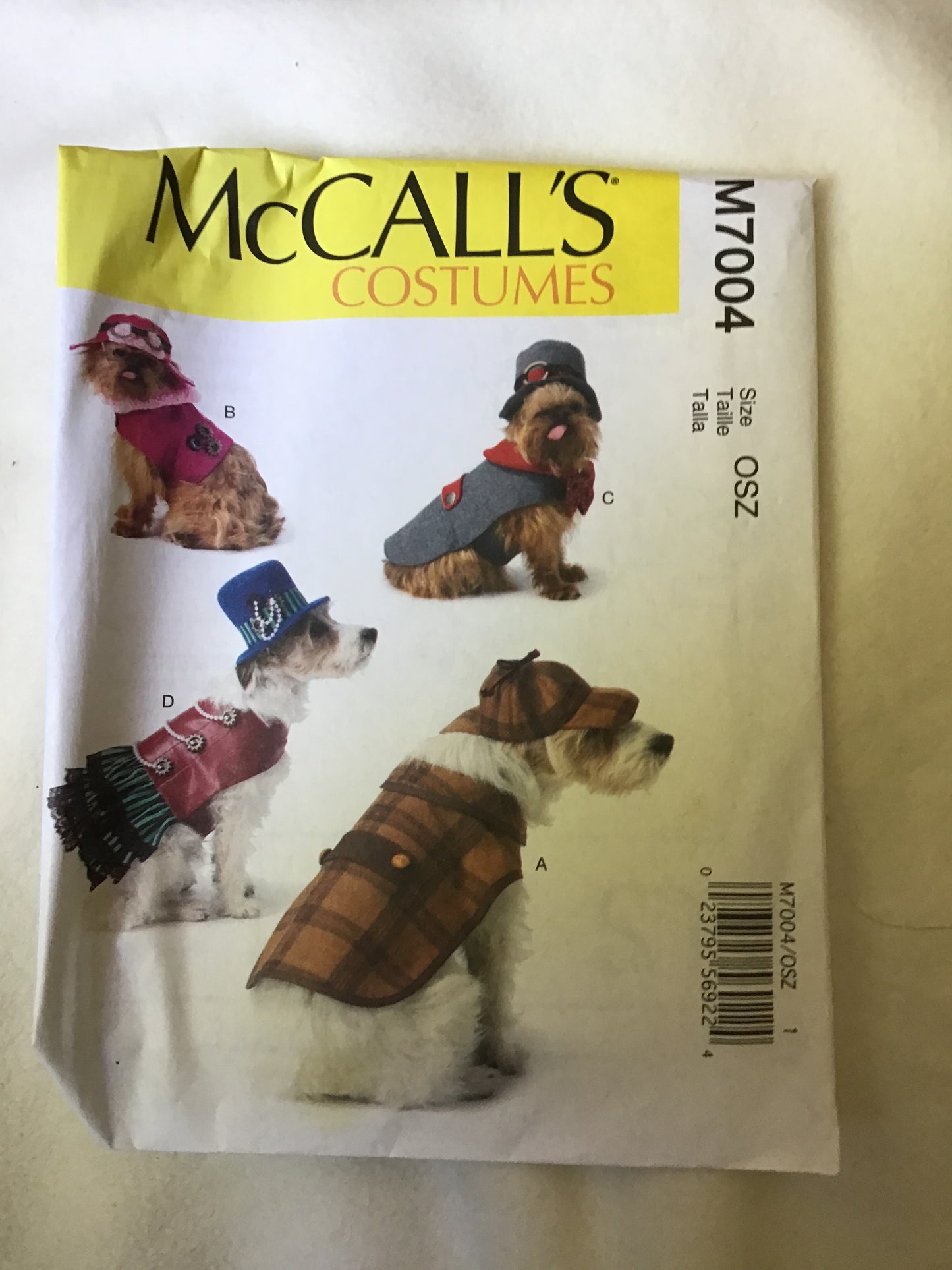 Pattern McCall's M7004 Pet Coat & Hat Costumes