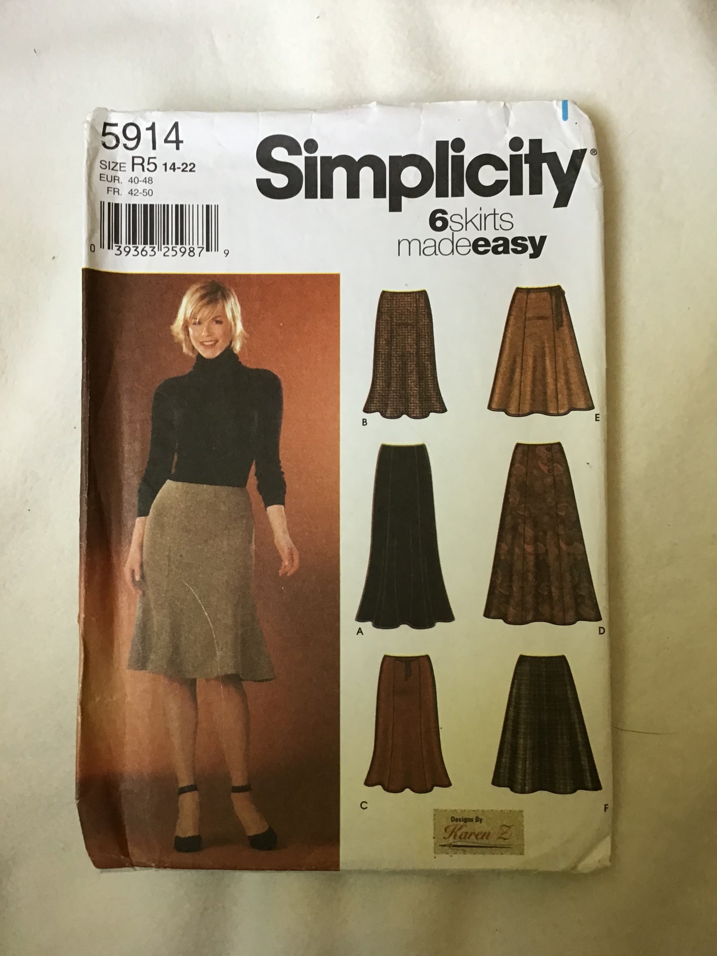 Pattern Simplicity 5914 Misses' Skirts Size 14-22