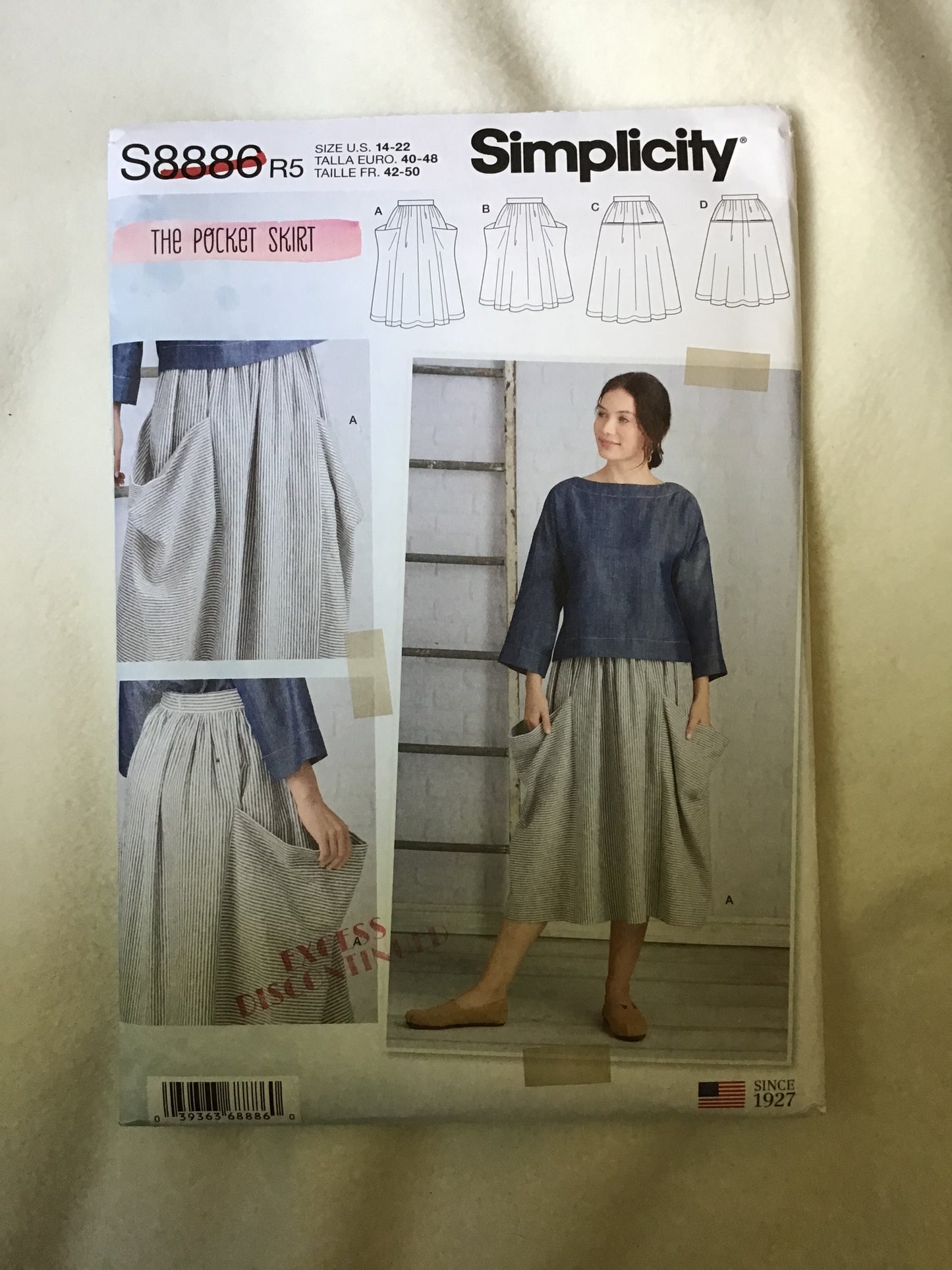 Pattern Simplicity S8886 Misses' Pocket Skirts Size 14-22