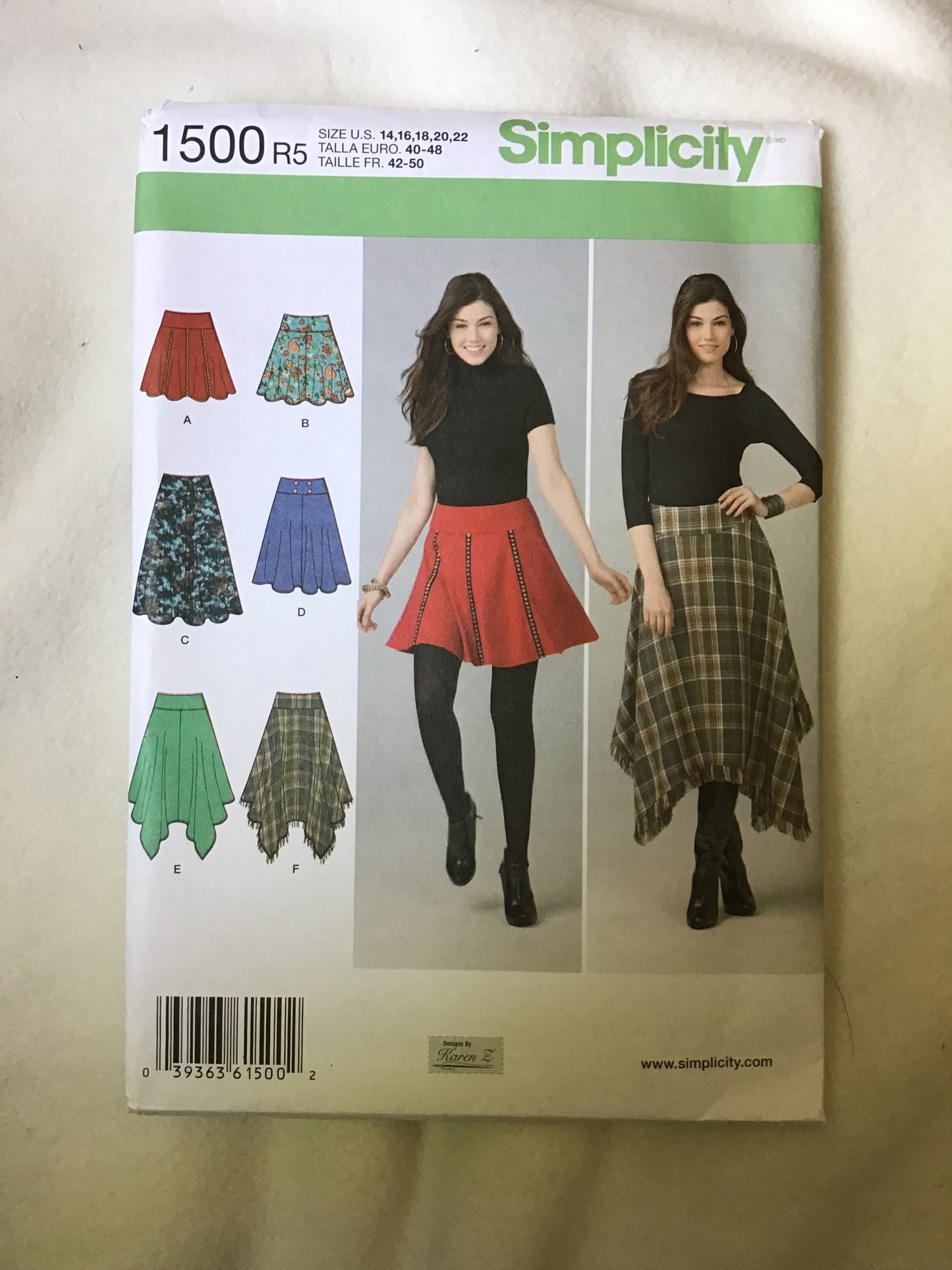 Pattern Simplicity 1500 Misses' Skirts Size 14-22