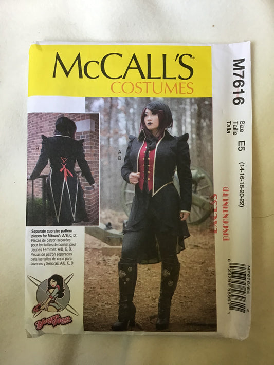 Pattern McCall's M7616 Yaya Han Lined Vest & Jacket Costume Size 14-22