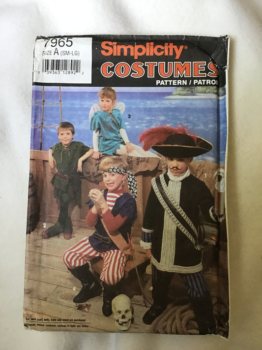 Pattern Simplicity 7965 Boys Peter Pan Inspired Costumes Size S-L