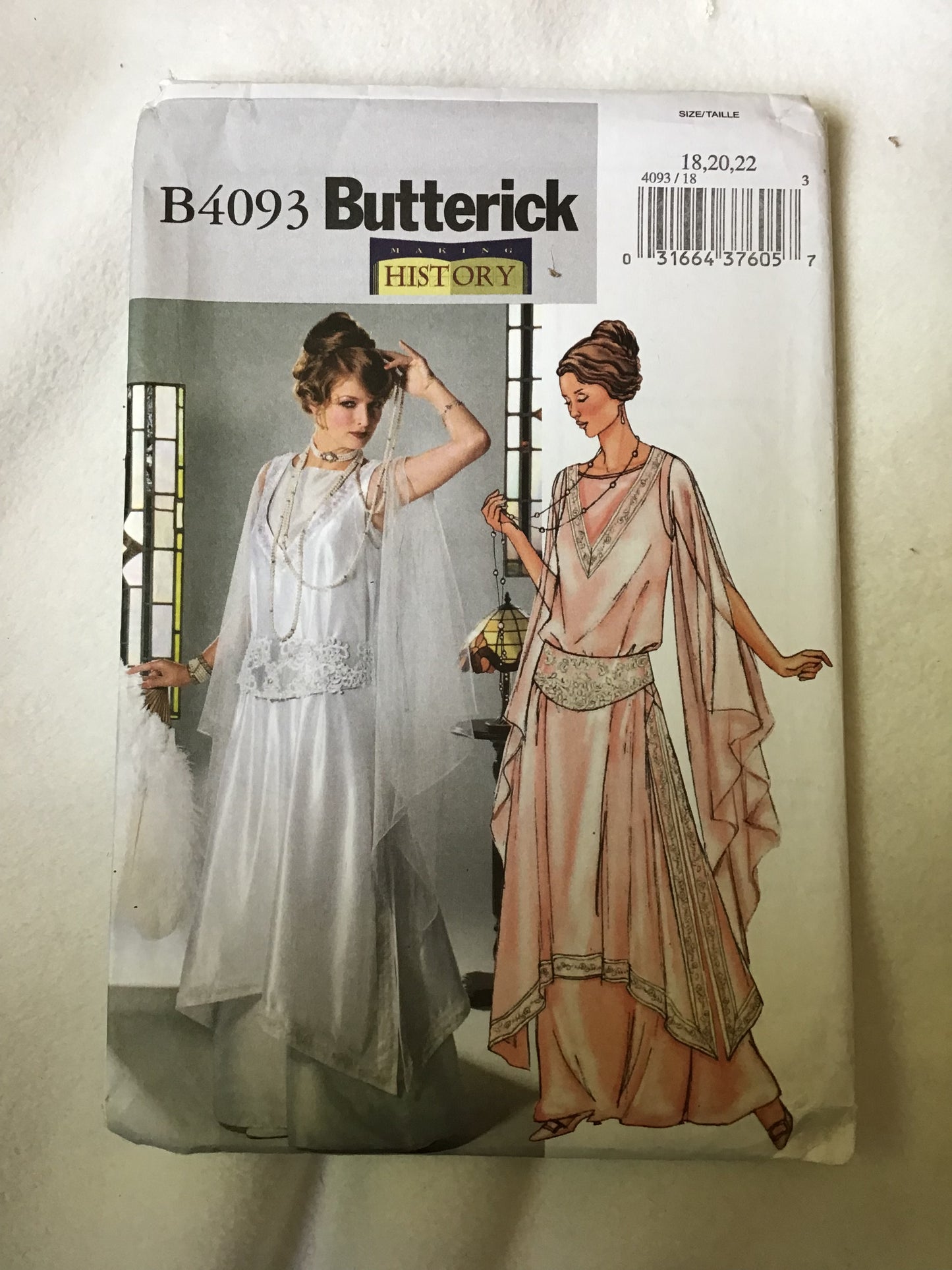 Pattern Butterick B4093 Making History 1920's Tunic, Gown and Girdle Size 18-22