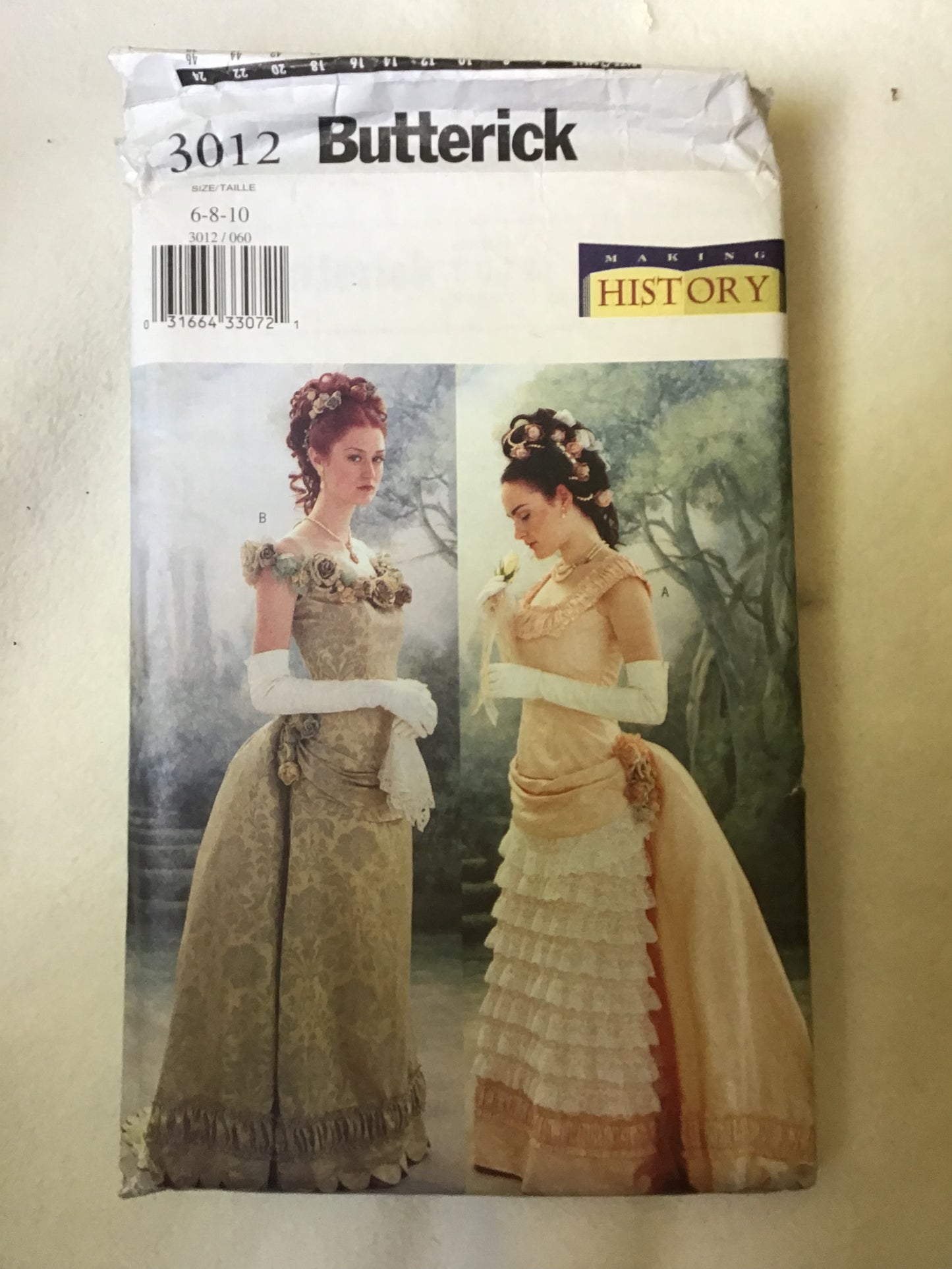 Pattern Butterick 3012 Making History Women's 18th Century Dress Size 6-10