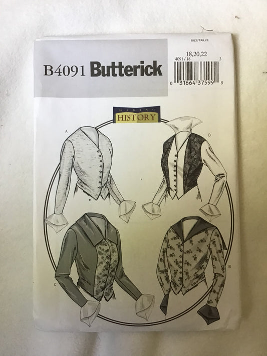 Pattern Butterick B4091 Making History Women's 1914 Basque Shirt Size 18-22