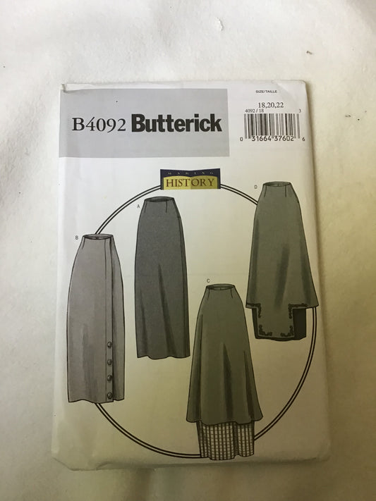 Pattern Butterick B4092 Making History Women's 1914 Basque Skirt Size 18-22