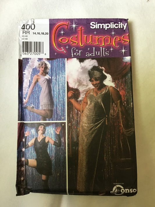 Pattern Simplicity 5400 Costumes for Adults Women's 1920's Flapper Dresses Size 14-20