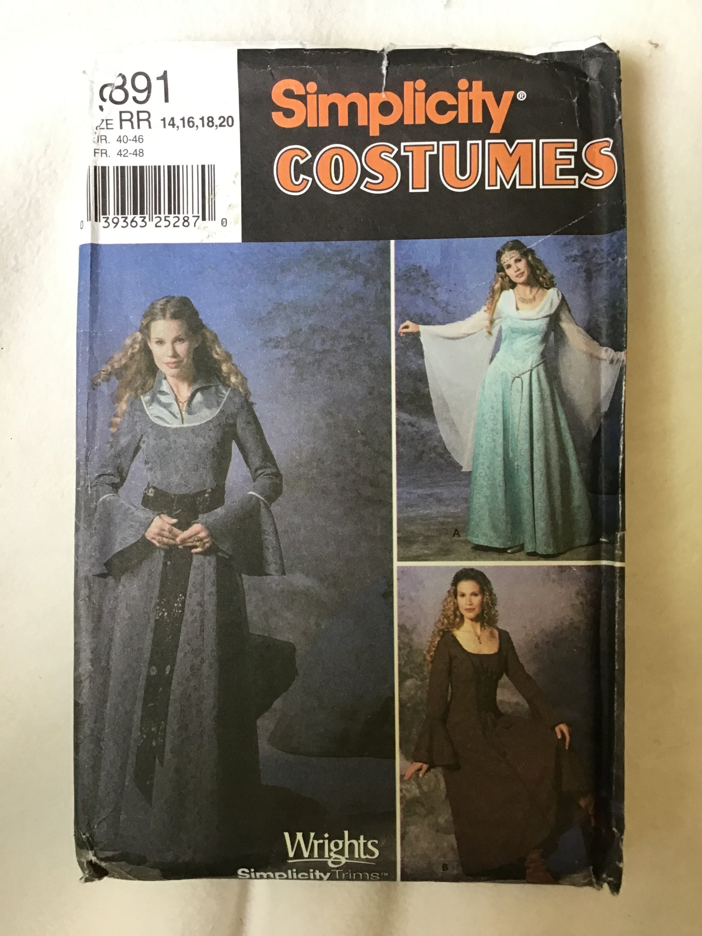 Pattern Simplicity 9891 Costumes Women's Medieval Dresses Size 14-20