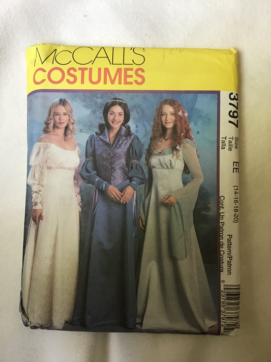 Pattern McCall's Costumes 3797 Women's Renaissance Costumes Size 14-20