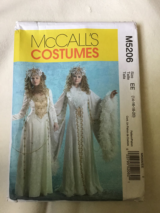 Pattern McCall's M5206 Women's Snow Queen Costume Size 14-20