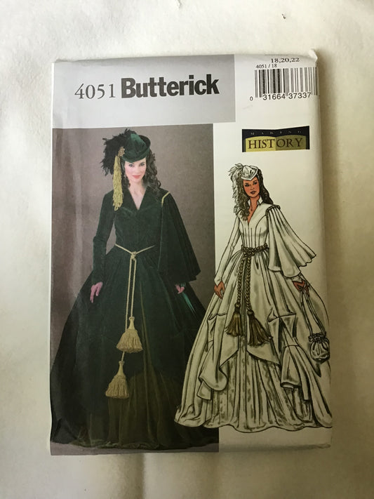 Pattern Butterick 4051 Making History Women's Scarlett O'Hara Inspired Dress Size 18-22 Rare OOP