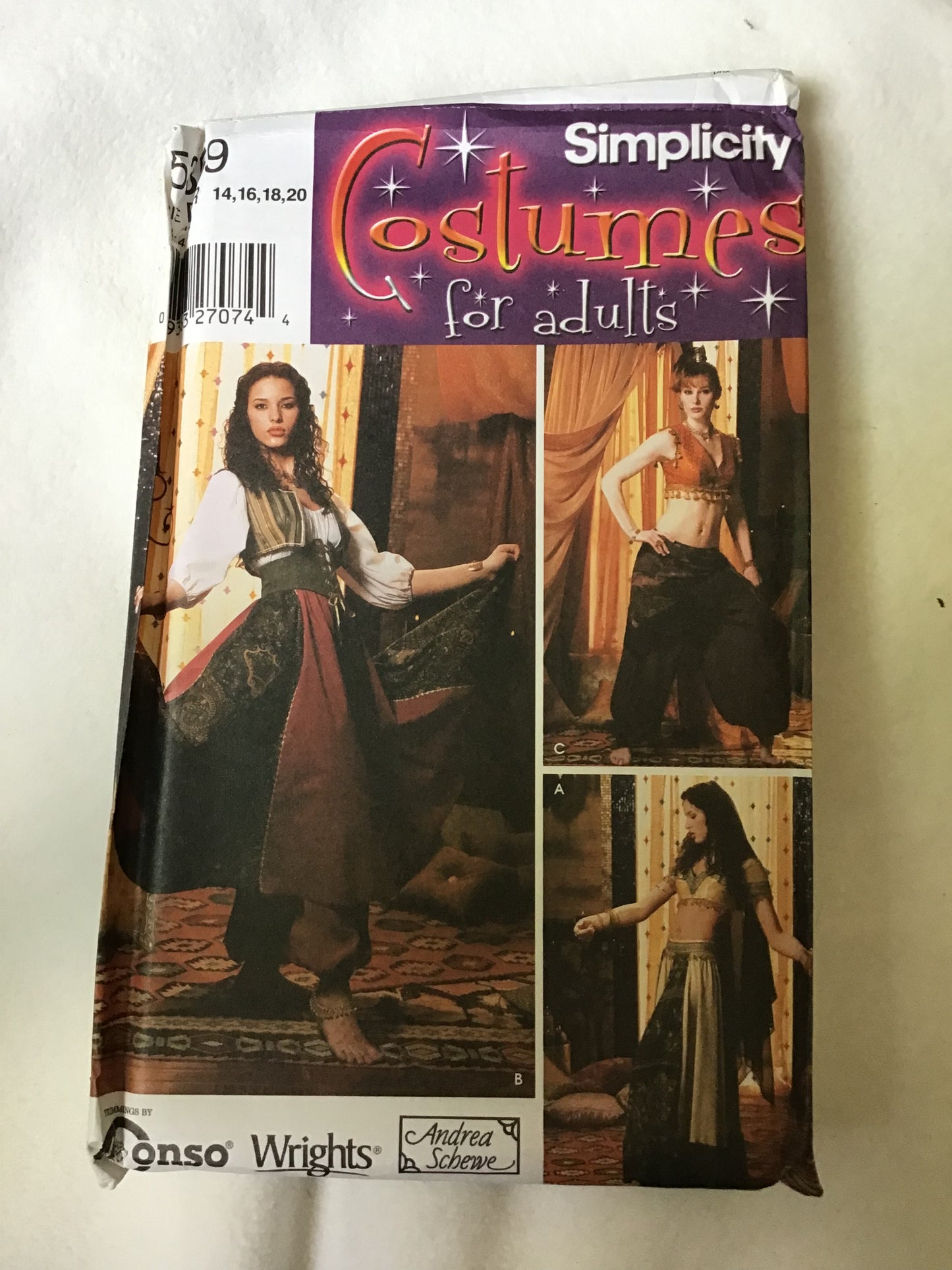 Pattern Simplicity 5359 Costumes for Adults Andrea Schewe Women's Costume Size 14-20