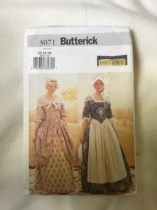 Pattern Butterick 3071 Making History Women's Revolutionary War Era Costume Size 12-16