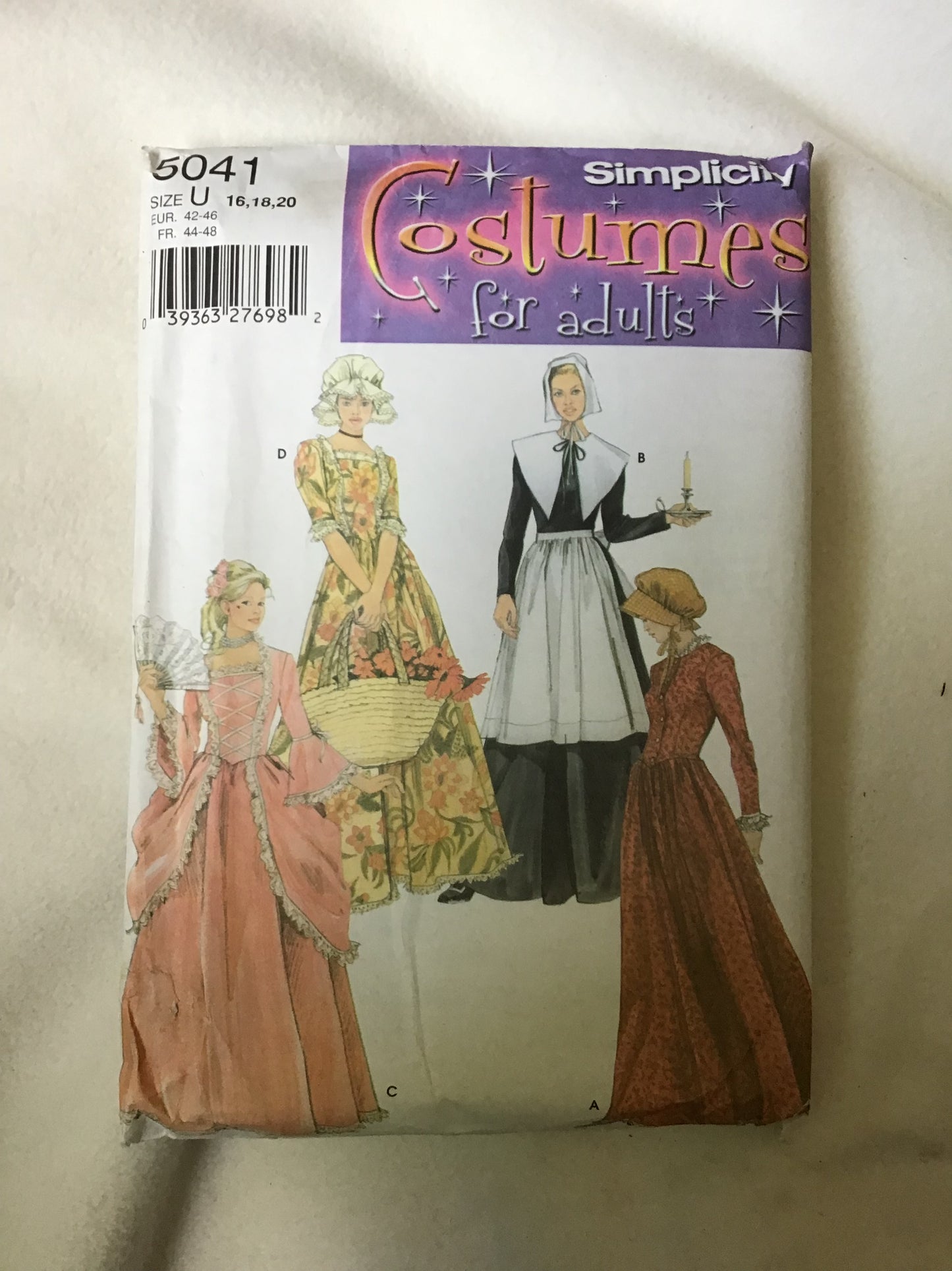 Pattern Simplicity 5041 Centennial, 18th and 19th Century Women's Costumes Size 16-20