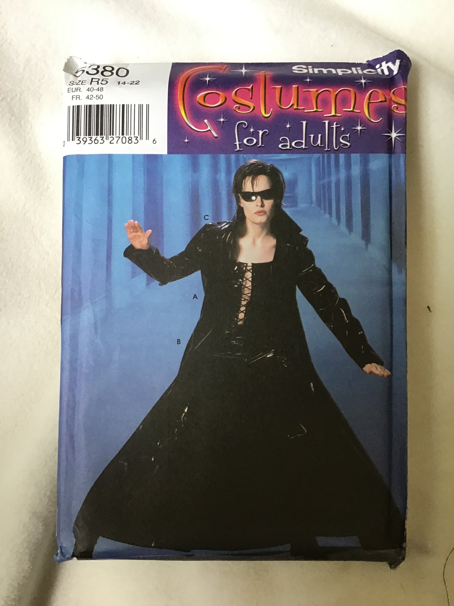 Pattern Simplicity 5380 Trinity Matrix Costume Size 14-22